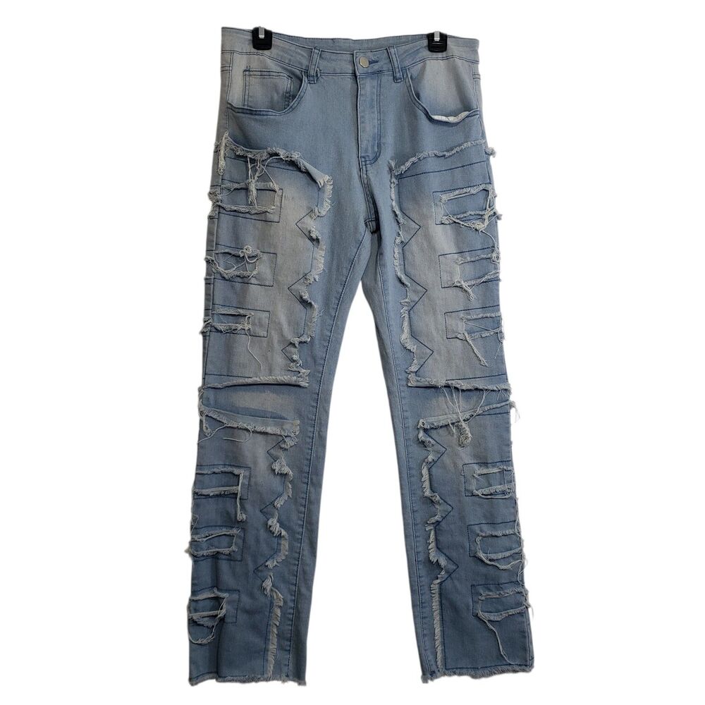 Women's Distressed Stretchy Jeans, Size Medium